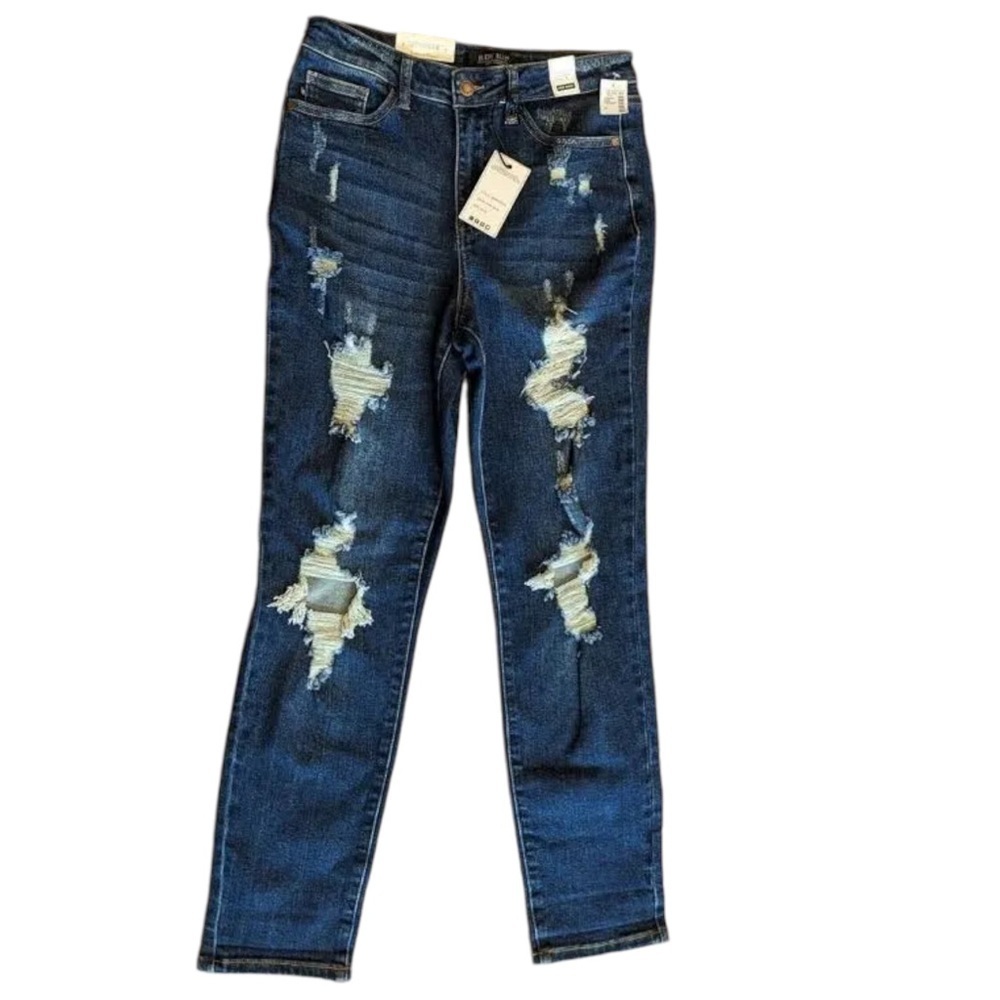 Judy Blue Boyfriend Fit Distressed High Waist Jeans Size 9/29 NWT